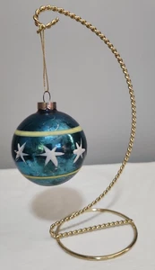 Vintage Shiny Brite? Glass Christmas Ornament Bulb - Blue with Stars 3" - Picture 1 of 7