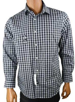 Camisa masculina Tommy Hilfiger XL 17 36/37 azul marinho xadrez slim fit botão elástico para cima - Imagem 1 de 4