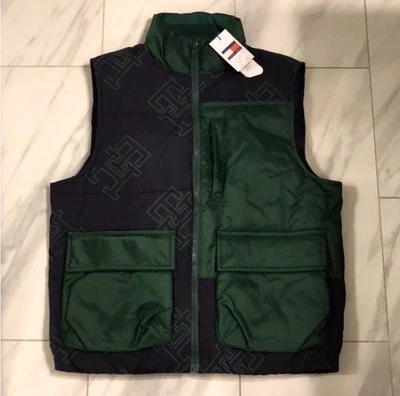 Tommy Hilfiger x Anthony Ramos Chaleco Multibolsillo Azul Marino Verde $199 Nuevo Foto 1 de 3
