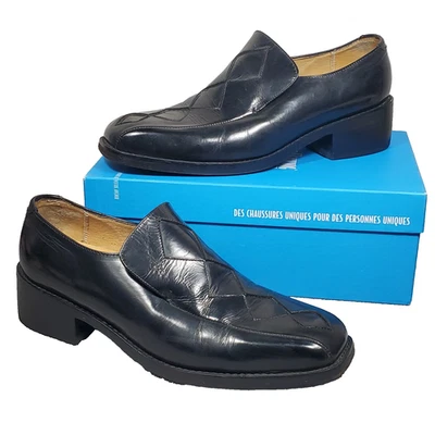 Vtg John Fluevog Diamond Loafers Triangle Leather Men's Shoes Size US 9 w/ Box - Image 1 of 4