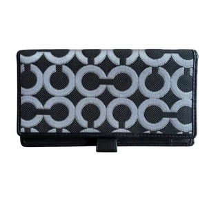 COACH *RARE* Kristin Op Art Signature Logo Checkbook Holder Y2K Black Gray EUC - Picture 1 of 5