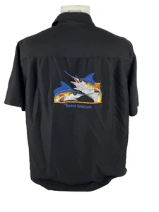 Hook & Tackle Shirt Men XL Black Button Front Embroidered Fish Booze Brothers - Picture 1 of 10