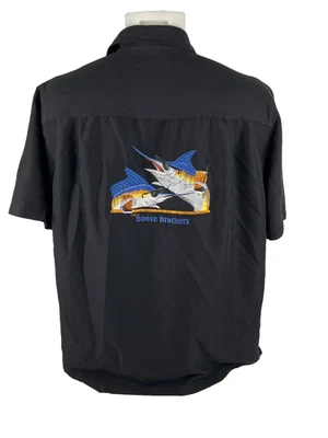 Hook & Tackle Shirt Men XL Black Button Front Embroidered Fish Booze Brothers - Image 1 of 4
