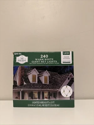 Holiday Time 240 Count Warm White LED Giant Net Christmas Lights 40 SQ/8x5 FT - Image 1 of 3