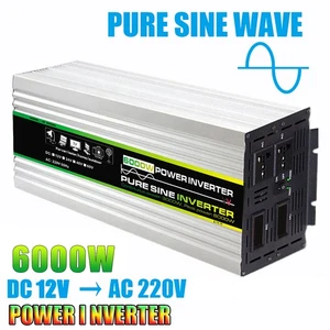 6000W Peaks Car Power Inverter DC 12V To AC 220V Pure Sine Wave Solar Converter - Picture 1 of 10