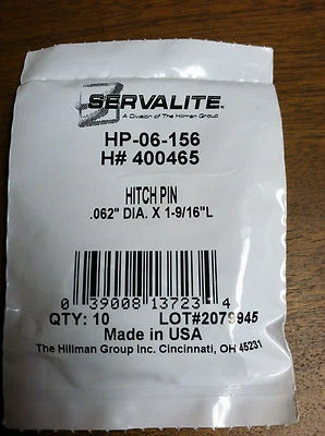 PINO DE ENGATE 0,062" DIÂMETRO X 1-9/16" COMPRIMENTO, LOTE DE 20 PINOS AÇO ZINCADO - Imagem 1 de 2
