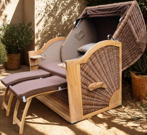 Strandkorb Jumbo Banana Ateja Uni || 2,-5 Sitzer aus FSC-zertifiziertem Teakholz - Bild 1 von 4