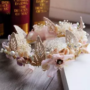 Copricapo accessorio per capelli diadema ragazza corona sposa stile perle conchiglia - Foto 1 di 4