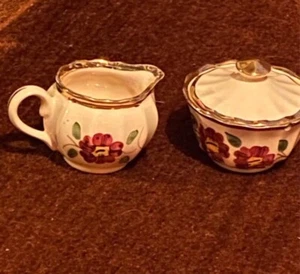 Juego pequeño de azúcar y crema WADE. Pintado a mano, floral, INGLATERRA VINTAGE - Imagen 1 de 10