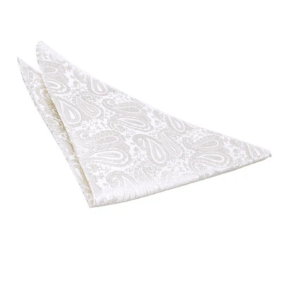 Ivory Mens Pocket Square Handkerchief Hanky Woven Floral Paisley by DQT - Image 1 of 2
