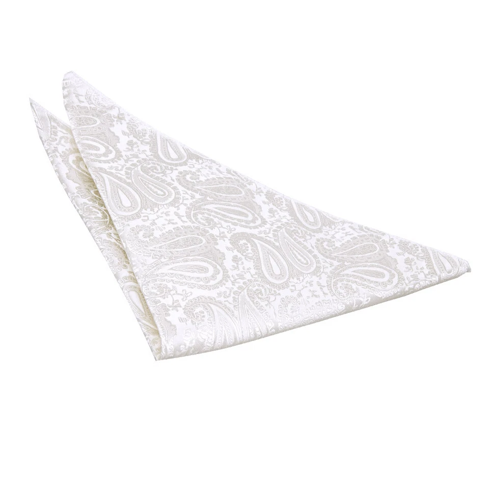 Ivory Mens Pocket Square Handkerchief Hanky Woven Floral Paisley by DQT - Image 1 of 2