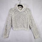 Topshop Ivory Turtleneck Cropped Sweater Size 8P Petites Speckled Chunky knit