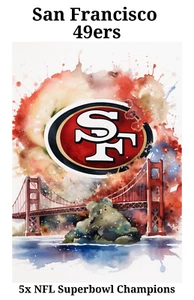 Impresión de póster de los San Francisco 49ers 11x17 5x arte de pared de campeones del Superbowl - Imagen 1 de 2
