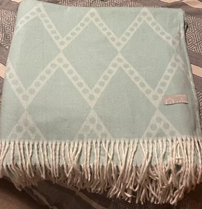 Haven Earth THROW BLANKET Cotton Blend 60x80" Turquoise White South Africa NWOT - Picture 1 of 4