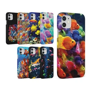 CASE FOR IPHONE 16 15 14 13 12 11 SE 8 HARD PHONE COVER TROPICAL AQUARIUM FISH - Picture 1 of 10