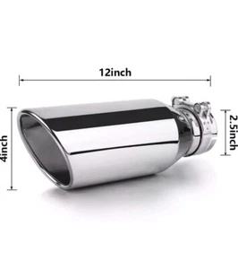 2.5 Inch Inlet Exhaust Tip,2.5" Inlet 4" Outlet 12" Overall Length,Chrome-Plated - Picture 1 of 2