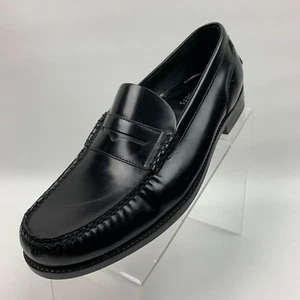 Kanders Penny Loafers Black Leather Pinch Round Toe Slip On Shoes Size 9.5M - Picture 1 of 11