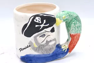 Vintage Florida Souvenir Pirate Parrot Handle Mug Florida Treasure Chest Tourist - Picture 1 of 3