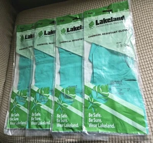 Guanti in nitrosol verde resistenti agli agenti chimici 4 pezzi 1Pr ogni Lakeland Ind EN11 taglia 9 - Foto 1 di 12