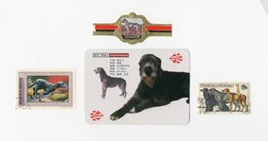 IRISH WOLFHOUND COLLECTION OF VINTAGE DOG POSTAGE STAMPS CARDS AND CIGAR BAND - Picture 1 of 1