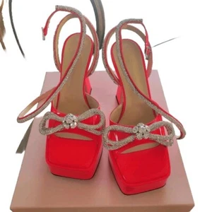 Nuevo MACH & MACH Sandalias Rosa Estrás Zapatos Tacones Talla 39.5 - Imagen 1 de 13