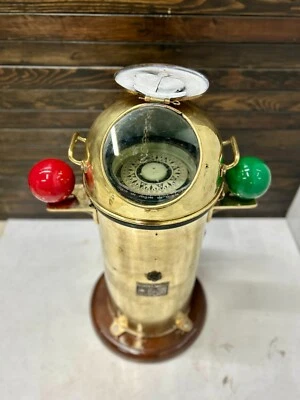 Giant Vintage Saura Keiki Seisakusho Brass Magnetic Binnacle Compass – Japan - Image 1 of 4