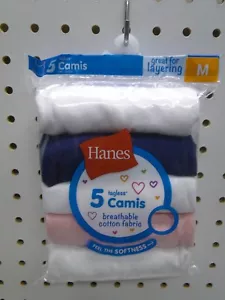 5 Girls 100% Cotton Hanes Cami Camisole Tops Medium 7-8 - Picture 1 of 2
