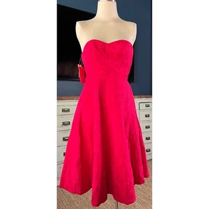 Neu mit Etikett neu 280 $ Anthropologie rosa trägerloses Jacquard Blumen Midikleid 00 - Bild 1 von 11