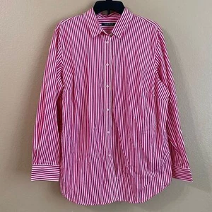 Ralph Lauren Nueva Talla 14W Rosa Blanco Rayas Algodón Manga Larga Camisa Abotonada - Imagen 1 de 8