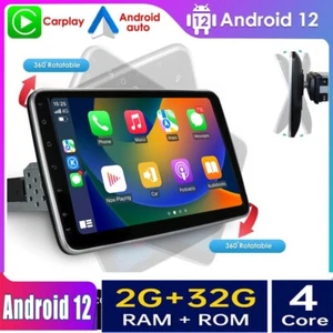 Single 1 DIN Rotatable 10.1'' Android 12 Carplay Car Stereo Radio GPS WiFi 2+32G - Picture 1 of 17