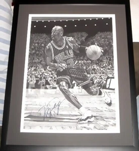 Michael Jordan autographed signed Chicago Bulls 16x20 litho print framed JSA LOA - Picture 1 of 2