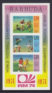 Barbuda 1974 World Soccer Football Championships Mini Sheet MUH Imperforate - Picture 1 of 1