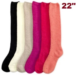 3 Pair Women Plush Pastel Winter Socks Long Knee High Cozy Fuzzy 9-11 Slipper - Picture 1 of 2