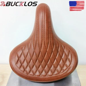 BUCKLOS Comfort Wide Big Bum Saddle Seat Retro MTB Road Bike Soft Cushion Pad US - Picture 1 of 9