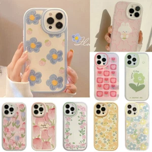 Cute Pink Phone Case for iPhone 12 13 14 15 16 Pro Max Shockproof Flowers Heart - Picture 1 of 26