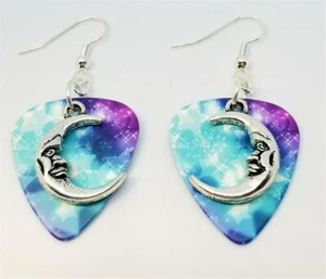 Half Moon Charm Guitar Pick Earrings - Pick Your Color - Picture 1 of 16