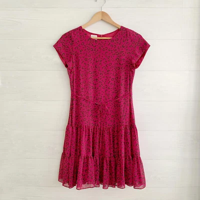 Talbots Kids - Faja de vestido de gasa con estampado de leopardo marrón oscuro rosa oscuro, talla 20 Foto 1 de 4