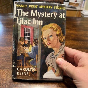 The Mystery at Lilac Inn by Carolyn Keene 1930 Nancy Drew Blue Tweed HC/DJ - Picture 1 of 8