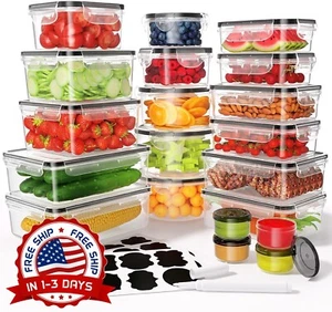 Conjunto De Contenedores De Plastico Para Almacenamiento De Alimentos Con Tapas - Picture 1 of 8