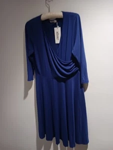 MISSKY Women's 3/4 Sleeve Cross V-Neck Slim-Fit Knee Length Swing Casual Dress X - Picture 1 of 2