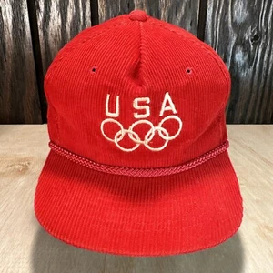 Gorra de pana vintage de los Juegos Olímpicos de Estados Unidos años 80 90 Red Drew Pearson cuerda cuerda cuerda roja - Imagen 1 de 14