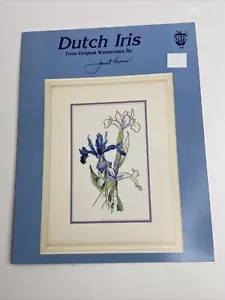 Green Apple Dutch Iris Flower Cross Stitch Pattern - Picture 1 of 3