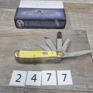 Rough Rider Yellow Knife Mini Trapper 5 Blade Delrin RR1104 Pocket Knife Rare - Picture 1 of 8