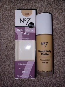 Boots No7 Beautifully Matte Foundation SPF15 Deeply Honey Shade 28ml Brand New - Picture 1 of 4