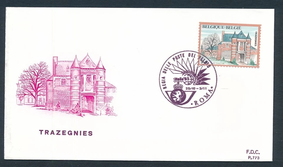 D466200 Belgium FDC Buildings Architecture Castle Trazegnies P. 773 - Image 1 of 1