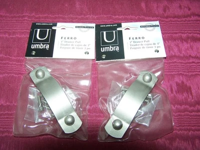2 Umbra 3" drawer pulls Nickel finish, Ferro, NIB, Please read - Image 1 of 4