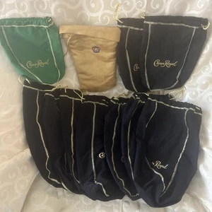 Lot of 11 Crown Royal Black, Green, Gold Drawstring Bags | Assorted Sizes - M - Picture 1 of 7