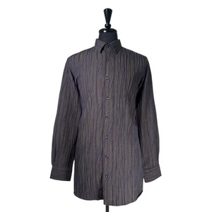 Visconti Mens LT Large Tall Shirt Gray Blue Textured Abstract Stripe Button Up - Picture 1 of 9