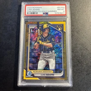 2024 Bowman #BCP-50 1st LUKE ADAMS Chrome Gold Shimmer Refractor #/50 PSA 8 NMMT - Picture 1 of 7