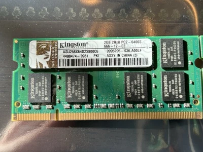 Kingston 4GB (2×2GB) DDR2 800MHz PC2-6400S CL6 SODIMM Kit ASU256X64D2S800C6 - Image 1 of 2
